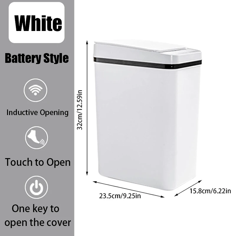 Automatic Kitchen Trash Can,12L Motion Sensor-Activated Trash Can with Lid, Waterproof Smart Trash Bin，Can for Kitchen, Bedroom