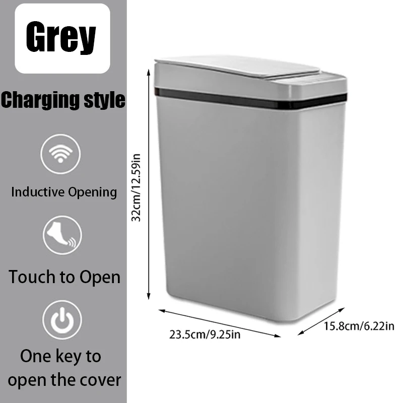 Automatic Kitchen Trash Can,12L Motion Sensor-Activated Trash Can with Lid, Waterproof Smart Trash Bin，Can for Kitchen, Bedroom
