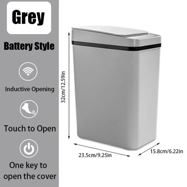 Automatic Kitchen Trash Can,12L Motion Sensor-Activated Trash Can with Lid, Waterproof Smart Trash Bin，Can for Kitchen, Bedroom