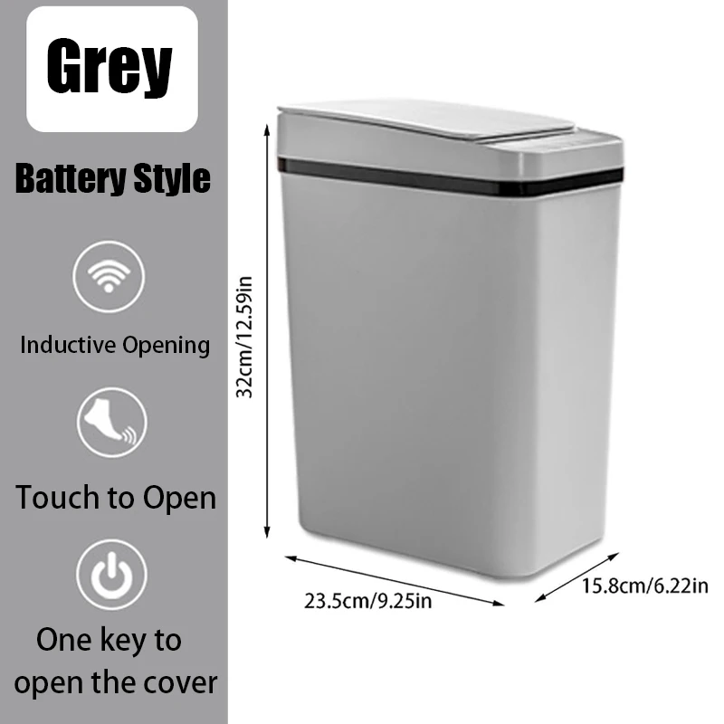 Automatic Kitchen Trash Can,12L Motion Sensor-Activated Trash Can with Lid, Waterproof Smart Trash Bin，Can for Kitchen, Bedroom