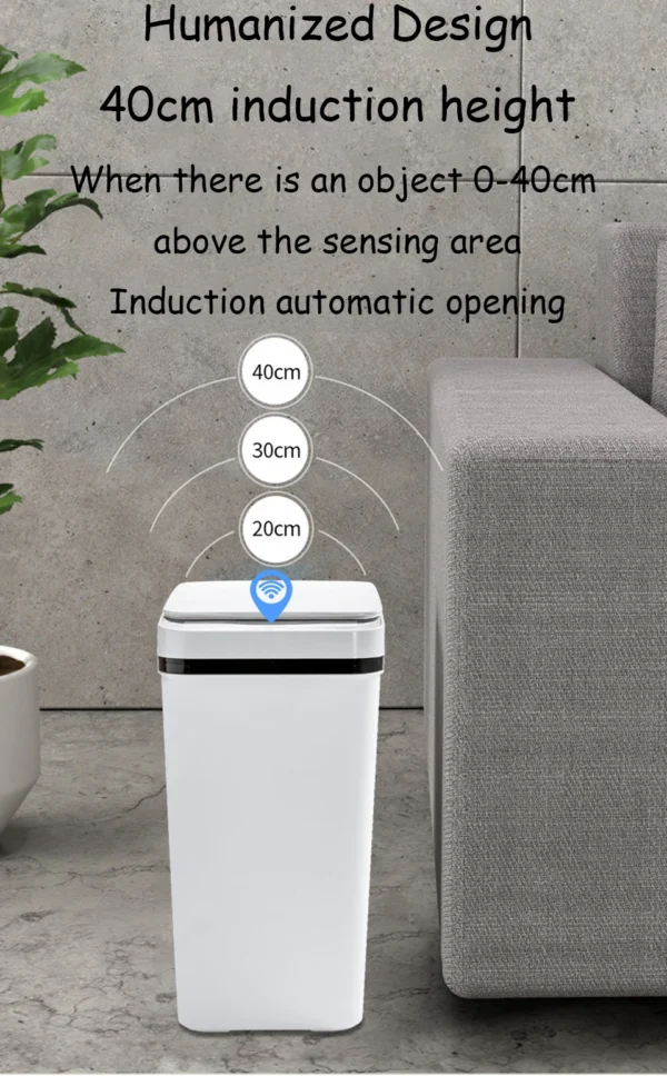Automatic Kitchen Trash Can,12L Motion Sensor-Activated Trash Can with Lid, Waterproof Smart Trash Bin，Can for Kitchen, Bedroom
