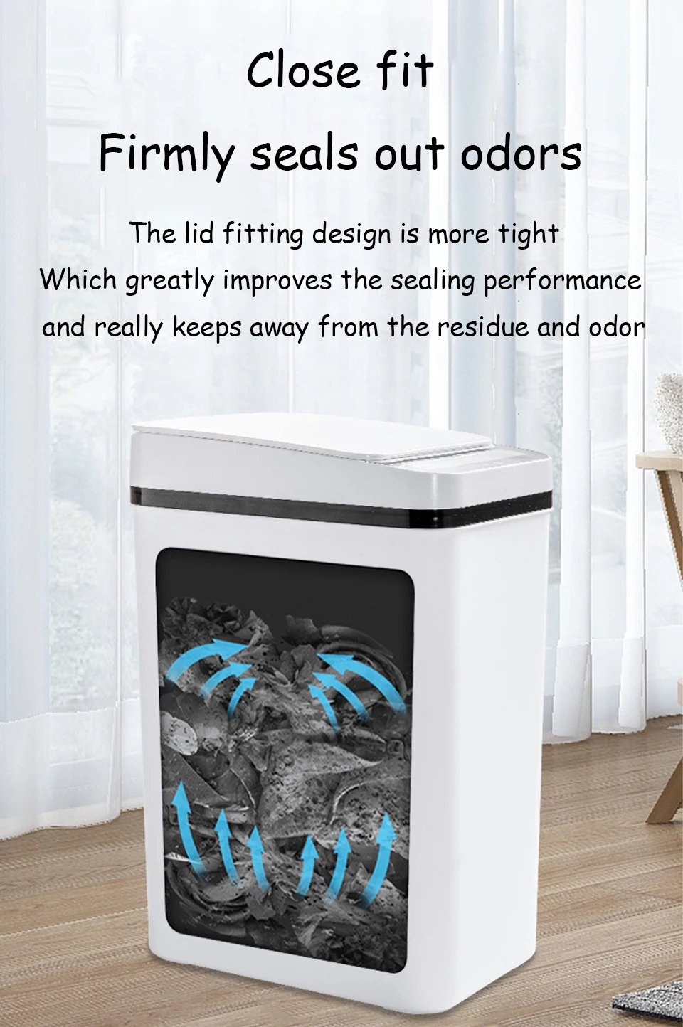Automatic Kitchen Trash Can,12L Motion Sensor-Activated Trash Can with Lid, Waterproof Smart Trash Bin，Can for Kitchen, Bedroom