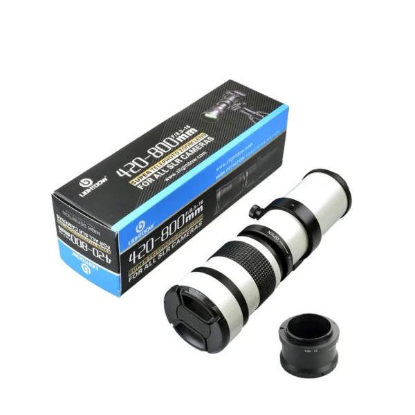 Lightdow Super Telephoto Manual Zoom Lens 420-800mm F8.3-16 With T2 Ring Adapter for Sony Canon Nikon Pentax Olympus Cameras
