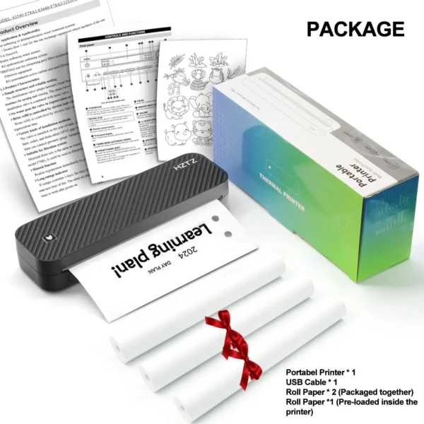 Inkless Portable A4 Thermal Printer Bluetooth PDF Excel Word Document Printing Machine Paper Roll For Office Work Home School