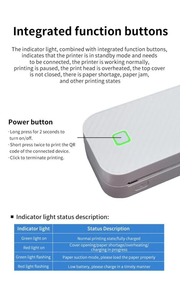 Inkless Portable A4 Thermal Printer Bluetooth PDF Excel Word Document Printing Machine Paper Roll For Office Work Home School
