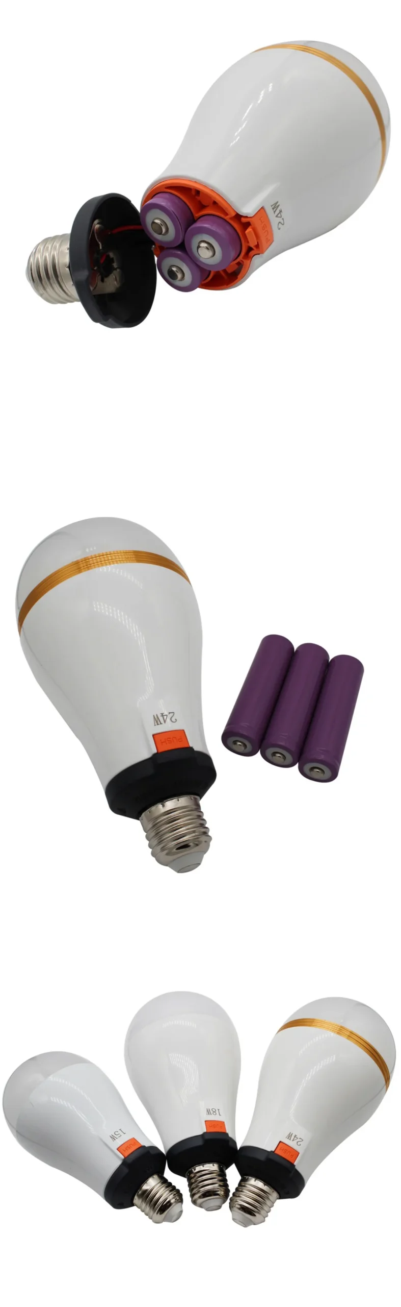 18650 Battery LED Emergency Bulb With Removable 18650 Outdoor Camping Rechargeable Bulb Power Supply AC 85-265V Lighting 8 Hours