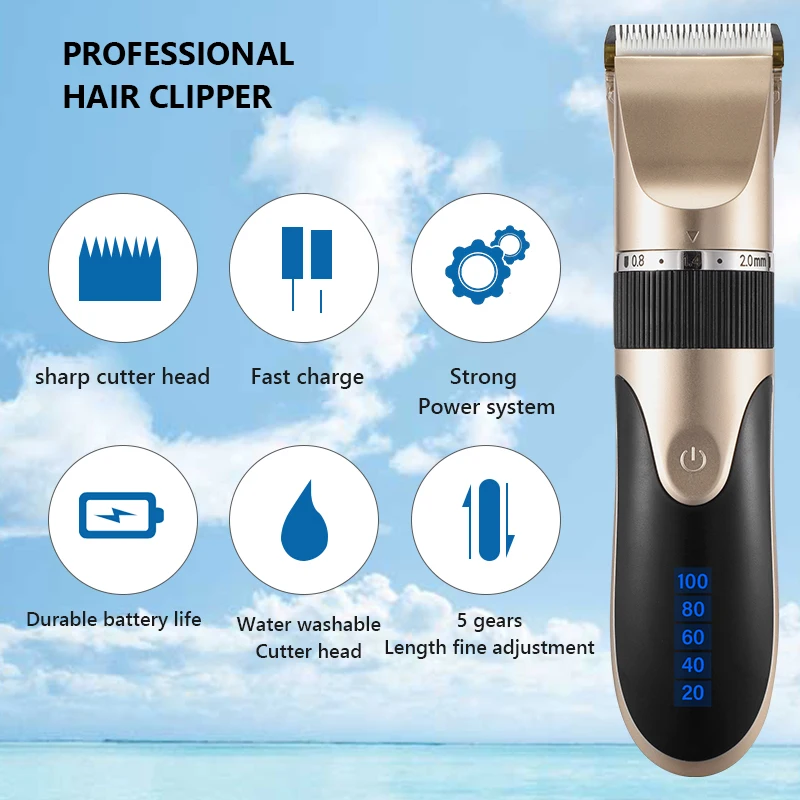 Hair Clipper Electric Barber Hair Trimmers For Men Adults Kids Cordless Rechargeable Hair Cutter Machine Professional