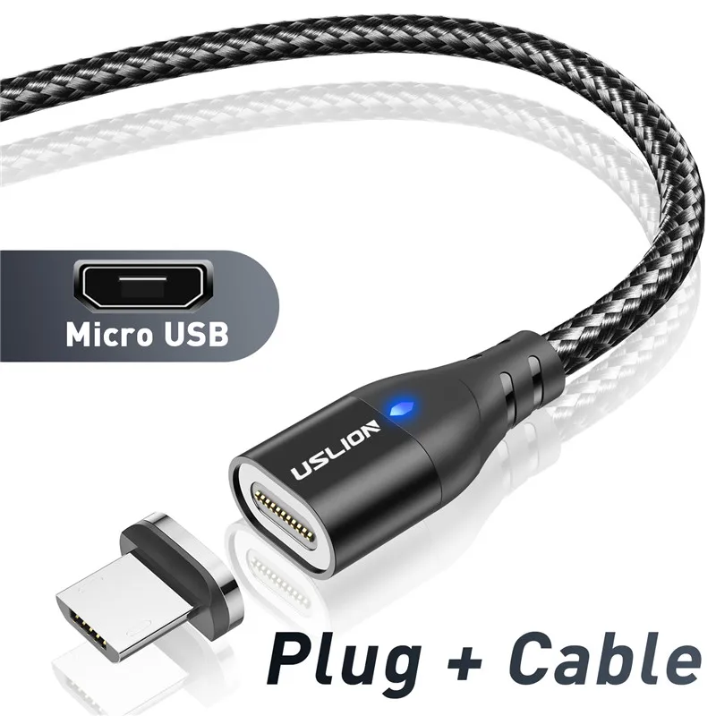USLION Magnetic Charger Cable USB Micro Type C Cable Fast Charging For iphone 12 Magnet Data Charge Wire Phone Adapter Cord