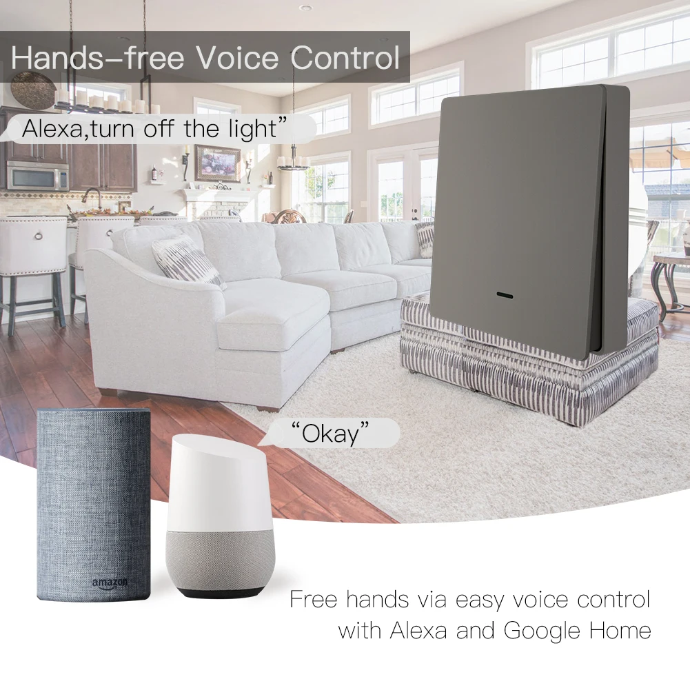 MOES WiFi Smart Push Button Wall Light Switch RF433 Transmitter Smart life Tuya App Remote Control Works with Alexa Google Home