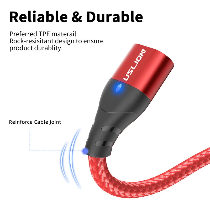 USLION Magnetic Charger Cable USB Micro Type C Cable Fast Charging For iphone 12 Magnet Data Charge Wire Phone Adapter Cord