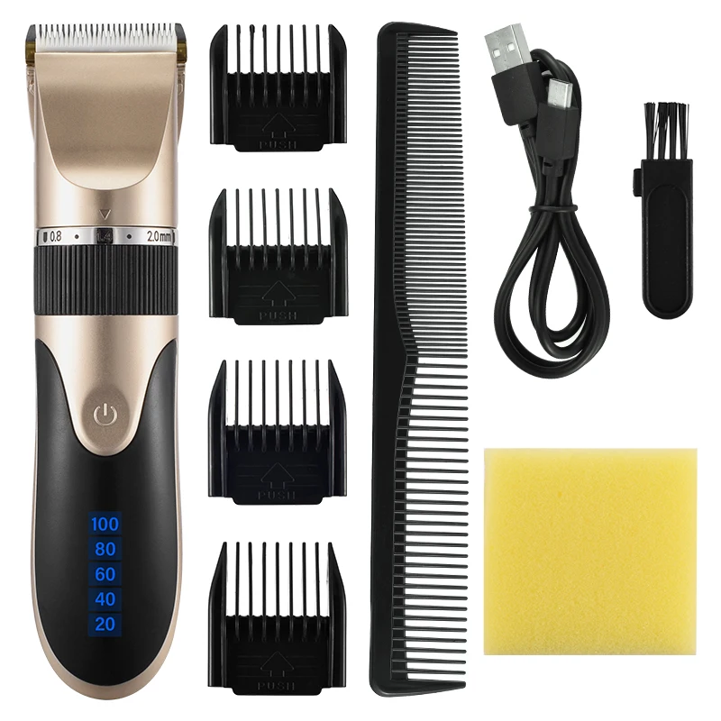 Professional Hair Trimmer Digital USB Rechargeable Hair Clipper for Men Haircut Ceramic Blade Razor Hair Cutter Barber Machine
