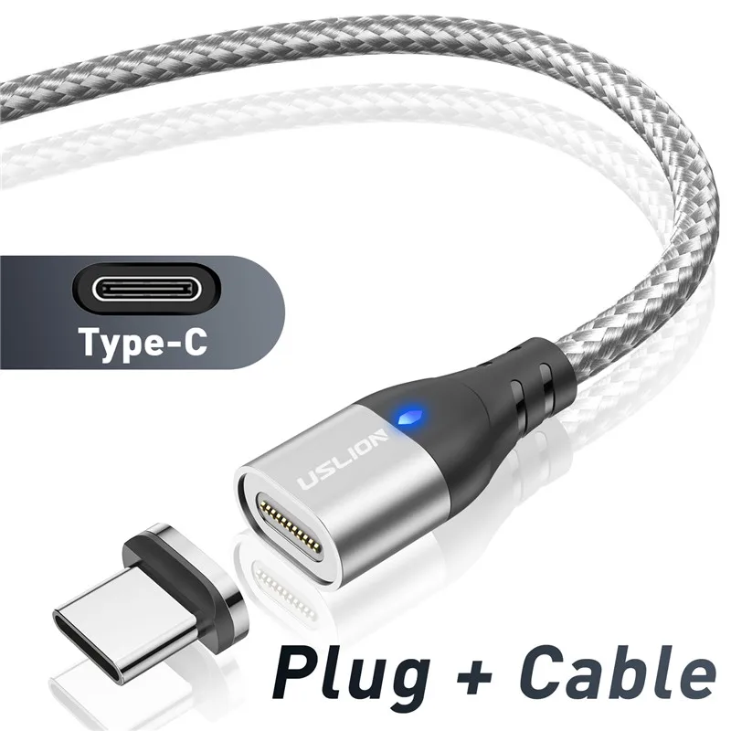 USLION Magnetic Charger Cable USB Micro Type C Cable Fast Charging For iphone 12 Magnet Data Charge Wire Phone Adapter Cord