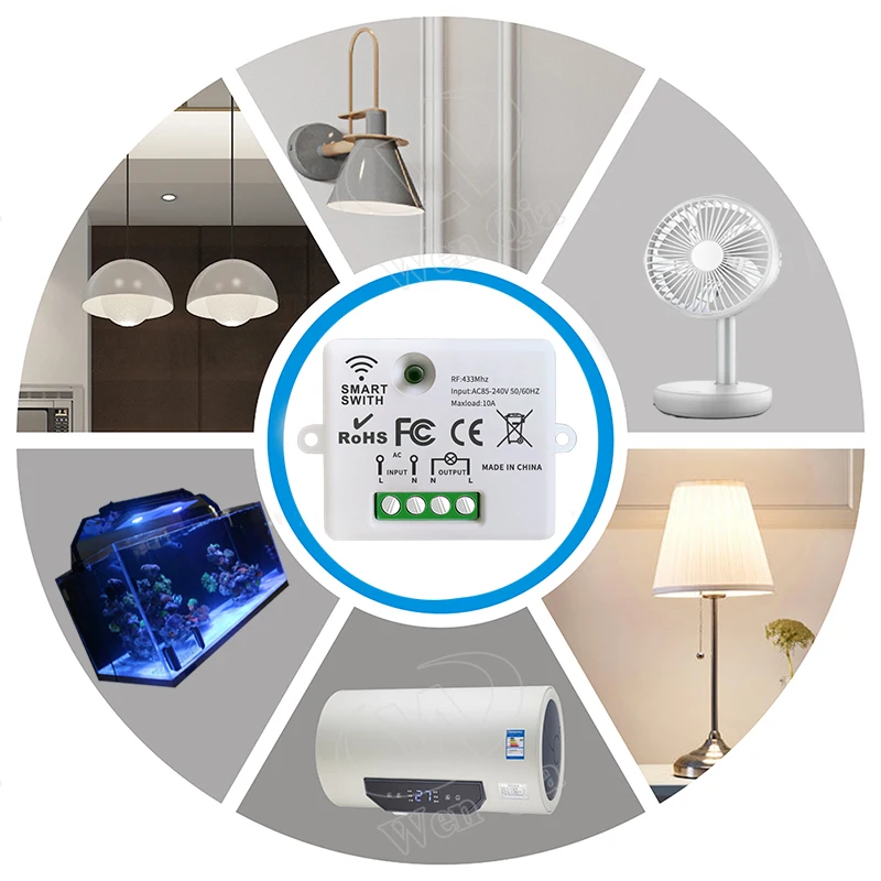 Wireless Smart Switch Light 433Mhz RF 86 Wall Panel Switch with Remote Control Mini Relay Receiver 220V Home Led Light Lamp Fan