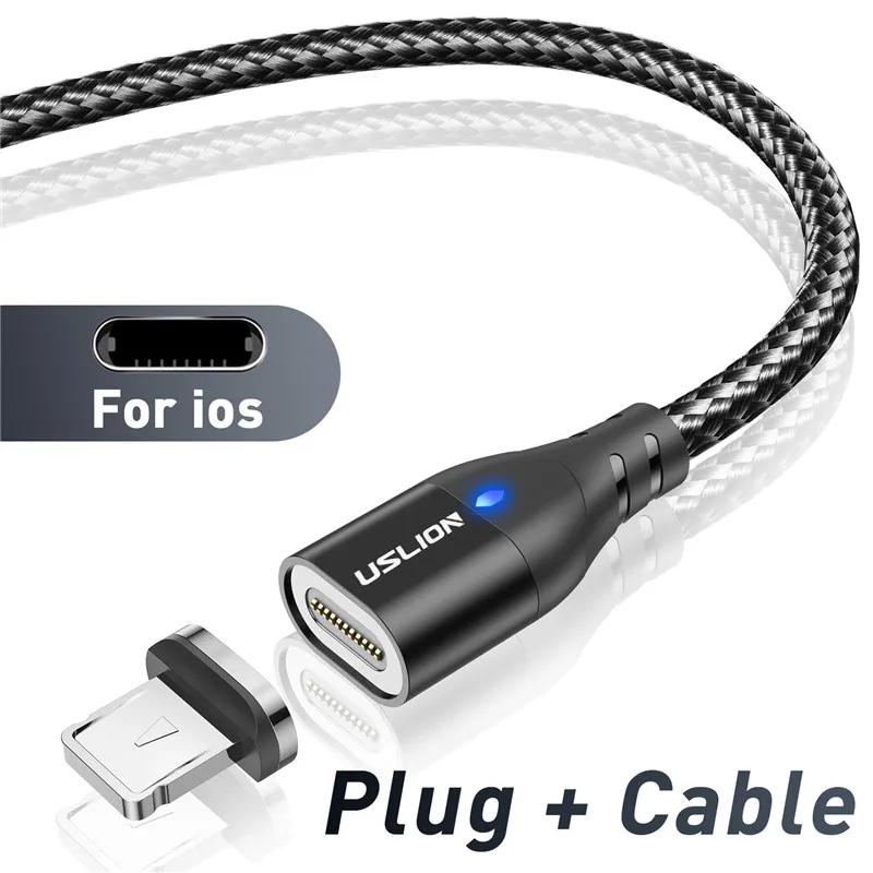 USLION Magnetic Charger Cable USB Micro Type C Cable Fast Charging For iphone 12 Magnet Data Charge Wire Phone Adapter Cord