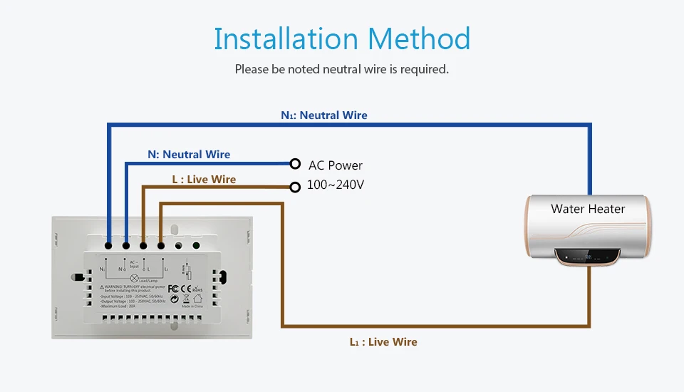 LoraTap WiFi Boiler Water Heater EU US IL Switch Tuya Smart Life App Remote Control Energy Monitoring Voice Google Home Alexa