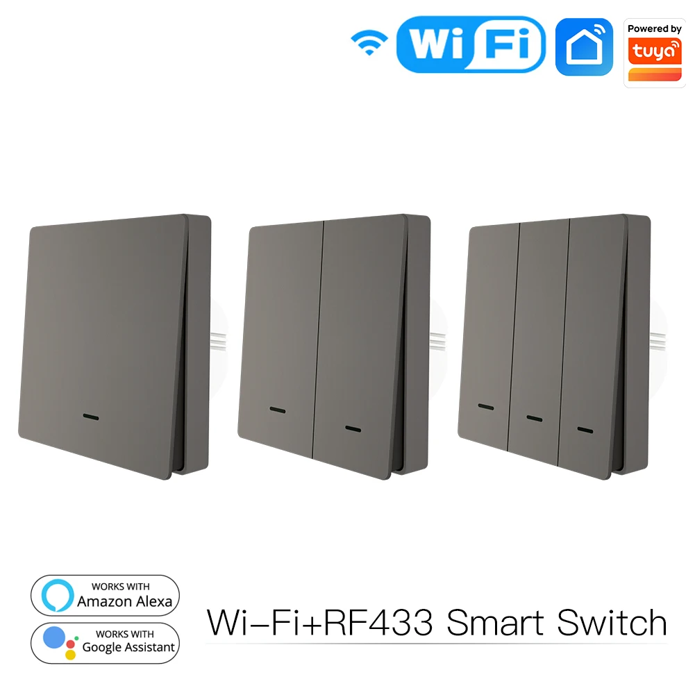 MOES WiFi Smart Push Button Wall Light Switch RF433 Transmitter Smart life Tuya App Remote Control Works with Alexa Google Home