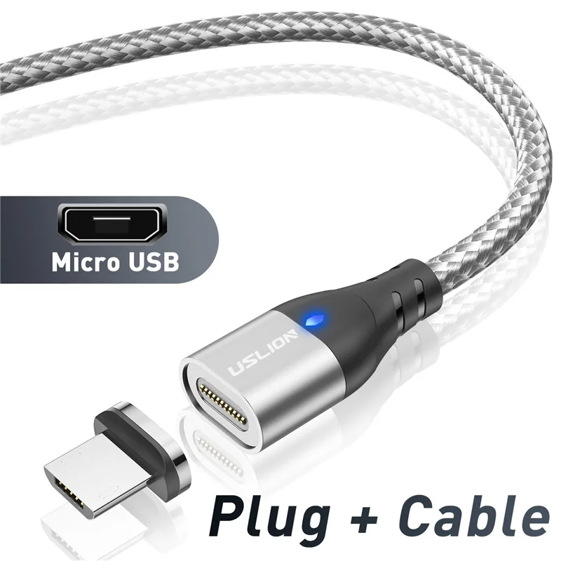 USLION Magnetic Charger Cable USB Micro Type C Cable Fast Charging For iphone 12 Magnet Data Charge Wire Phone Adapter Cord