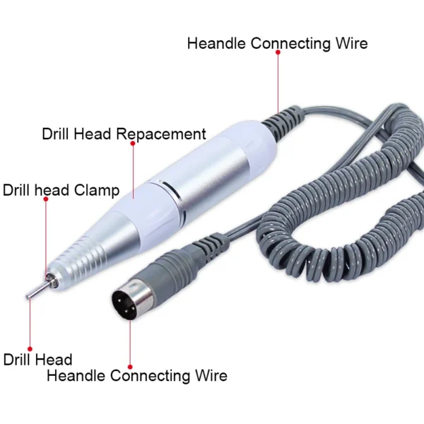 Electric Nail Drill Pen Handle File Polish Grind Machine Handpiece Manicure Pedicure Tool DC & 3 PIN PLUG Nail Drill Accessories