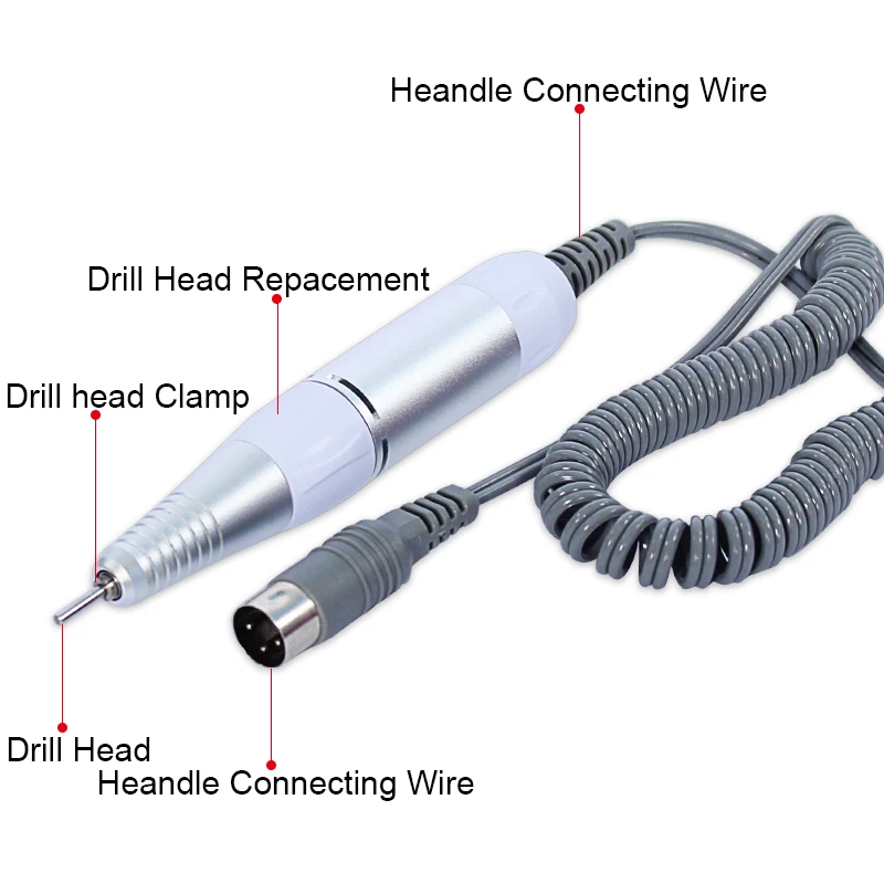 Electric Nail Drill Pen Handle File Polish Grind Machine Handpiece Manicure Pedicure Tool DC & 3 PIN PLUG Nail Drill Accessories