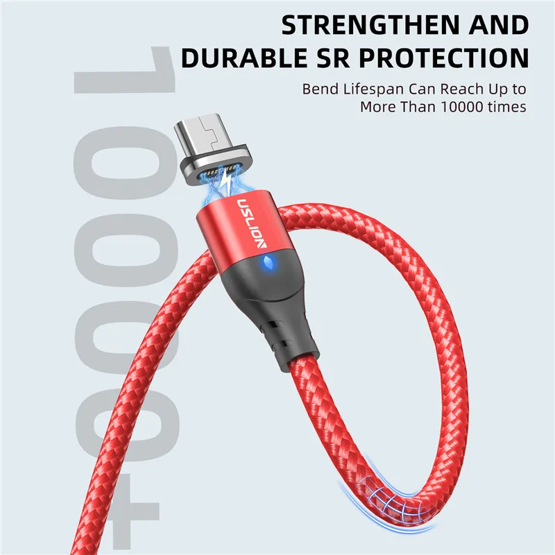 USLION Magnetic Charger Cable USB Micro Type C Cable Fast Charging For iphone 12 Magnet Data Charge Wire Phone Adapter Cord