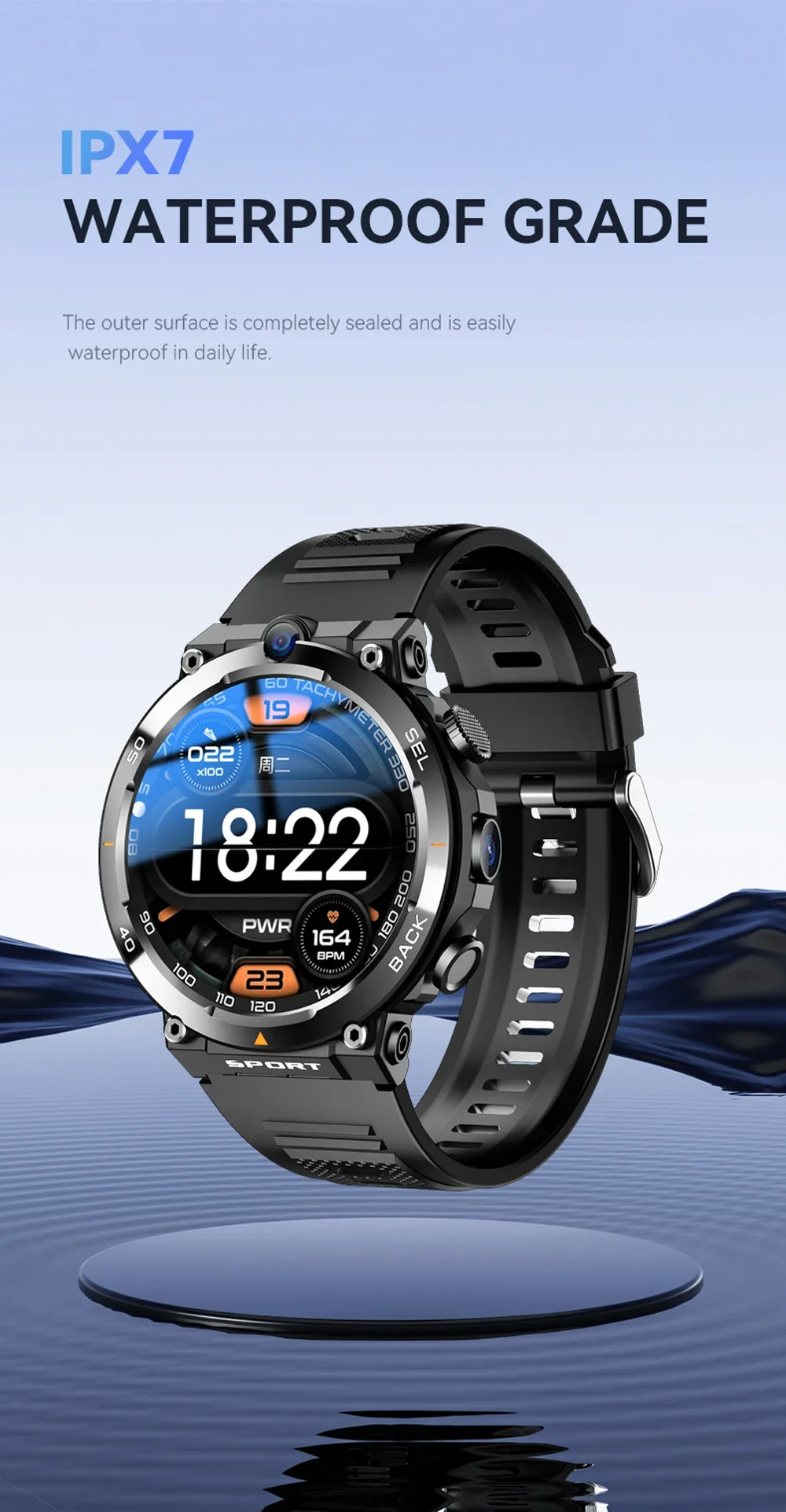 1.39-inch 4G Network SIM Card Smart Watch Dual Camera GPS Wifi NFC Rugged 64G-ROM Google Play IP67 Android Men Women Smartwatch
