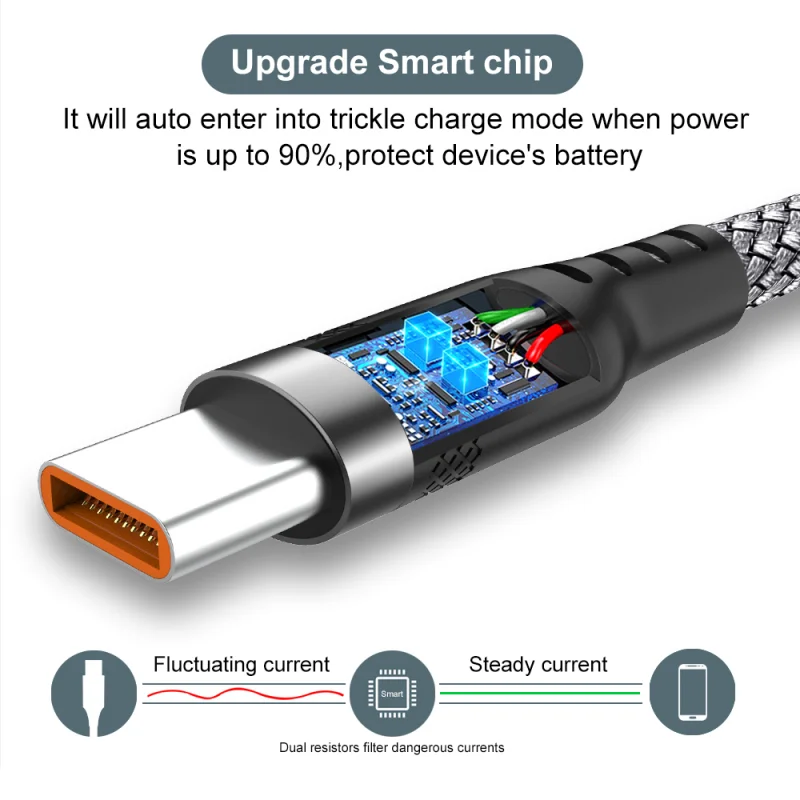 NNBILI 6A Verlengde Usb TYPE-C Kabel Gevlochten Cbale For Samsung Huawei Xiaomi Switch Sony Ps5 TYPE-C 8M 5M 3M 2M 1.5M 1M Kabel