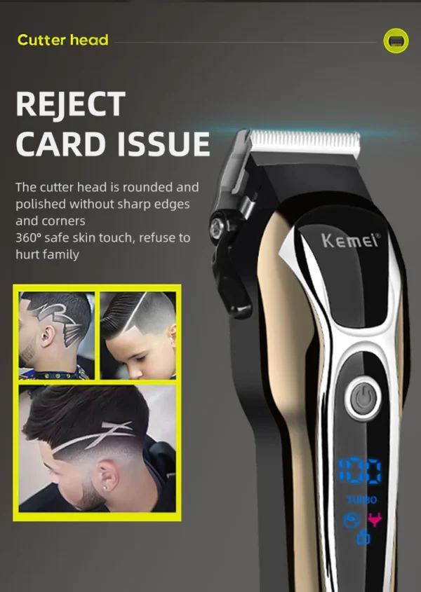 Kemei Professional Hair Clipper Rechargeable Trimmer Men Electric Cutter Hair Cutting Machine LCD Cordless Beard Trimmer KM-1990
