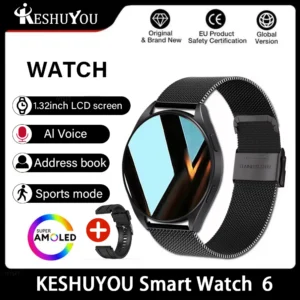 KESHUYOU 2025 New Watch 6 Smart Watch Women's Bluetooth Call Health Monitoring Alarm Clock Men's Fashion Sports Watch