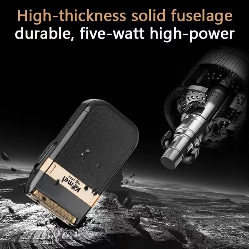 Kemei KM-2024 Electric Shaver Professional USB Rechargeable Men's Electric Shaver Leather Shell Waterproof Beard Trimmer Shaver