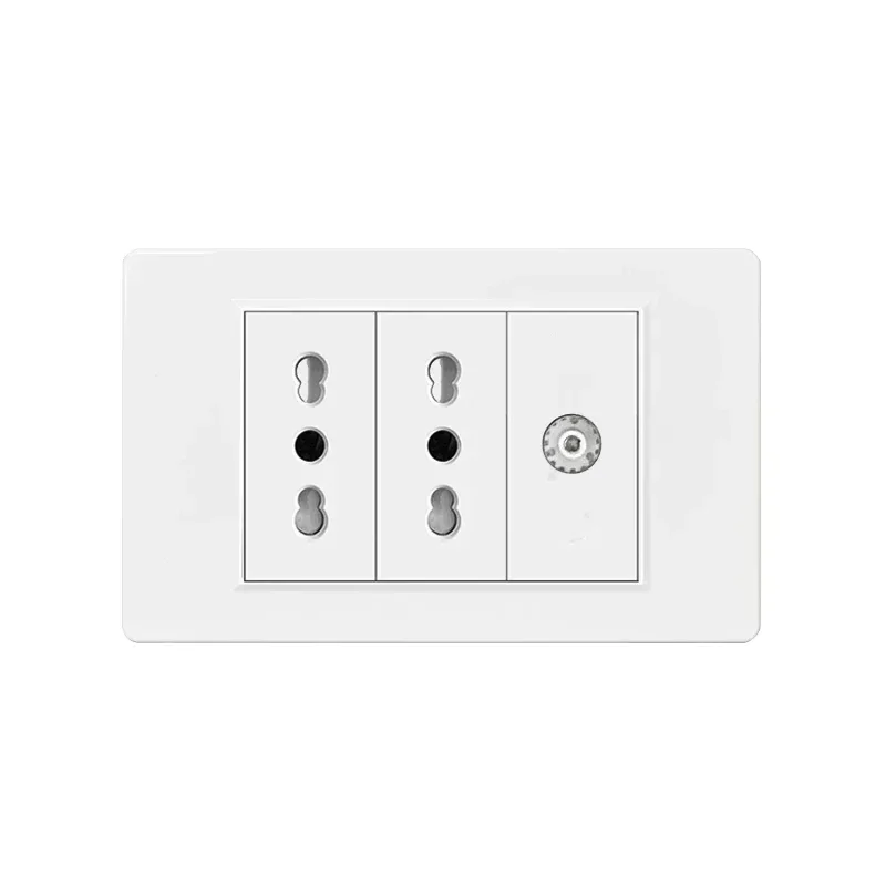 Italy Chile  Standard Outlet with USB Smart Type-c 20W Fast Charging, Dual USB Wall Socket Chile Plug Plastic Panel Light Switch