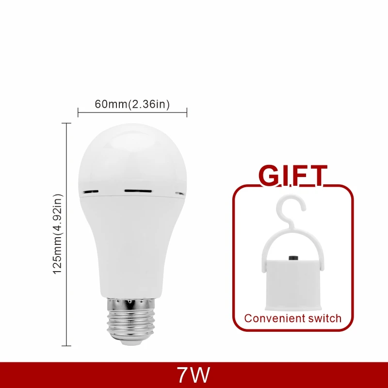 LED Rechargeable Light Bulb 7w 9w 12w 15w 1200mAh 85-265V Emergency Bulb for Home Power Failure Camping Tent Porch Garden Lamp