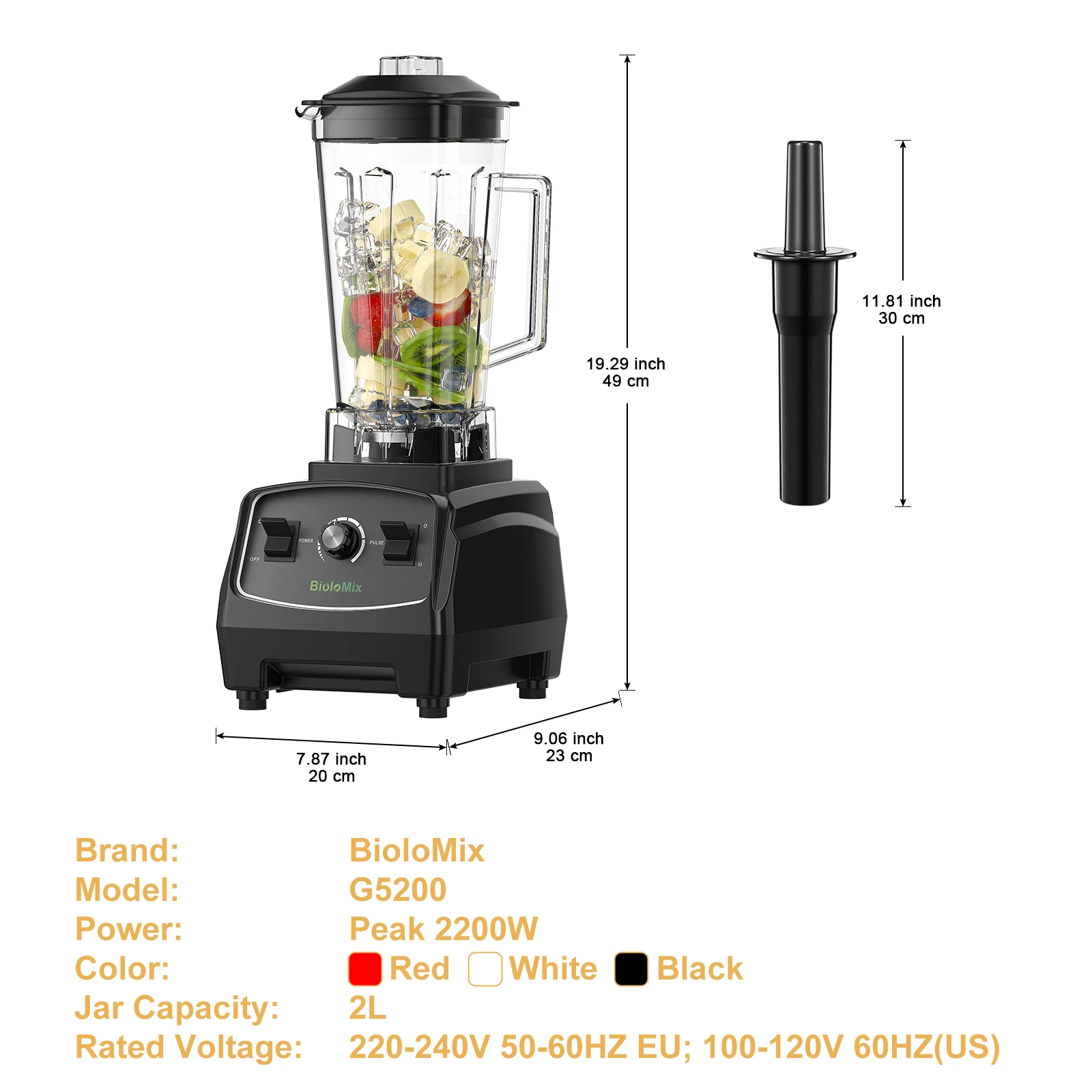 BPA Free 3HP 2200W Heavy Duty Grade Blender Mixer Juicer High Power Food Processor Ice Smoothie Bar Fruit Blender