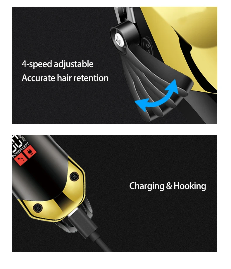USB Rechargeable Hair Clippers for Men, Three-piece Set with Oil Head and Electric Trimmers, Ideal for Home Use