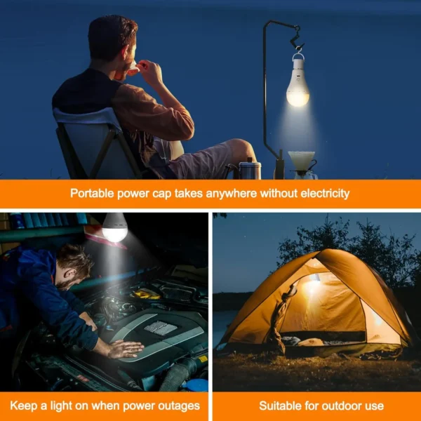 Rechargeable Light Bulbs with Remote Control, E27 Cordless Battery Operated Light Bulb for Lamps,2200mAh/Dimmable/Timer