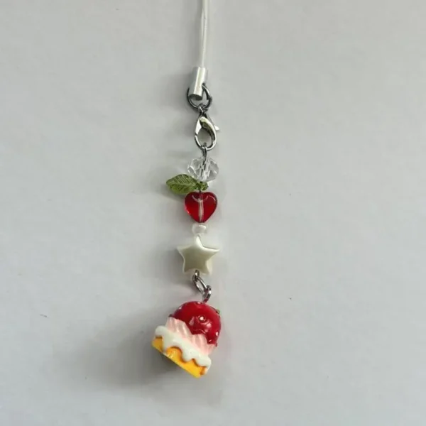 Sweet Y2K Cute Strawberry Mobile Phone Lanyard Lovely Fruits Phone Chain For Girls Aesthetic Cellphone Keychain