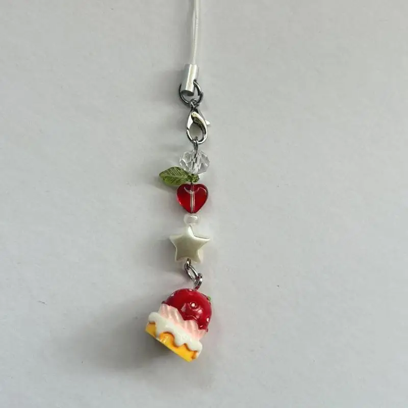 Sweet Y2K Cute Strawberry Mobile Phone Lanyard Lovely Fruits Phone Chain For Girls Aesthetic Cellphone Keychain