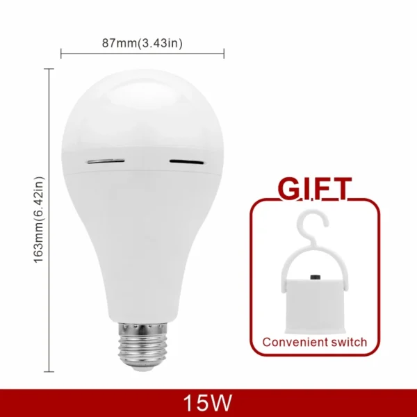 LED Rechargeable Light Bulb 7w 9w 12w 15w 1200mAh 85-265V Emergency Bulb for Home Power Failure Camping Tent Porch Garden Lamp
