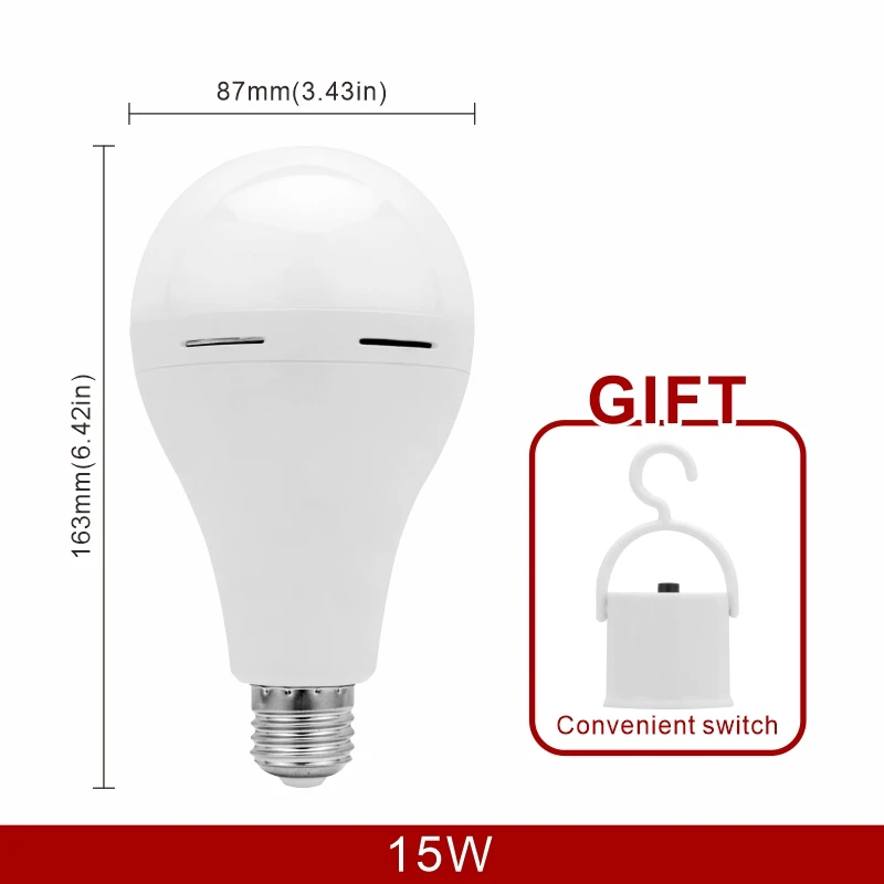 LED Rechargeable Light Bulb 7w 9w 12w 15w 1200mAh 85-265V Emergency Bulb for Home Power Failure Camping Tent Porch Garden Lamp