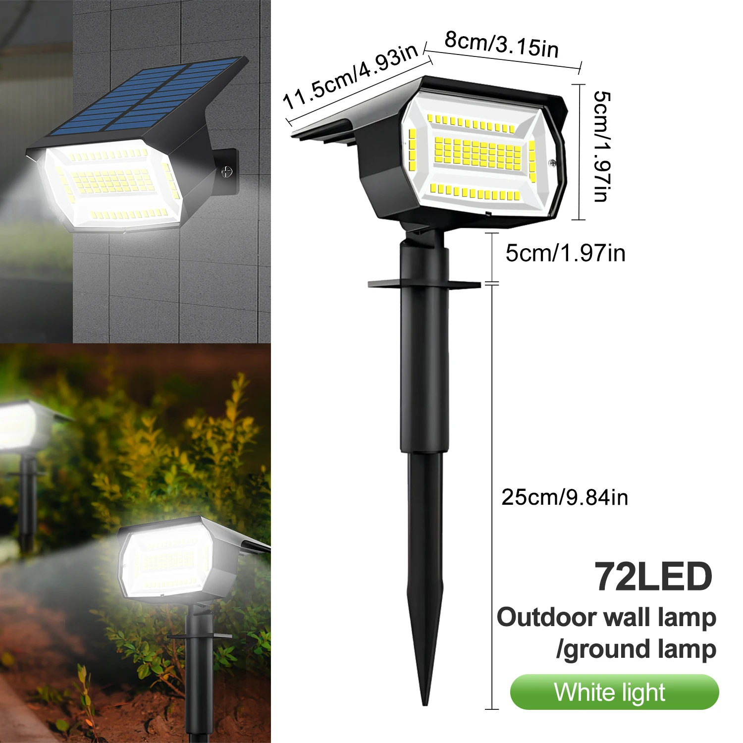 72 LED Solar Spotlights Outdoor Landscape Waterproof 108/136 LEDS Solar Powered Wall Light Auto On/Off for Yard Garden Pathway