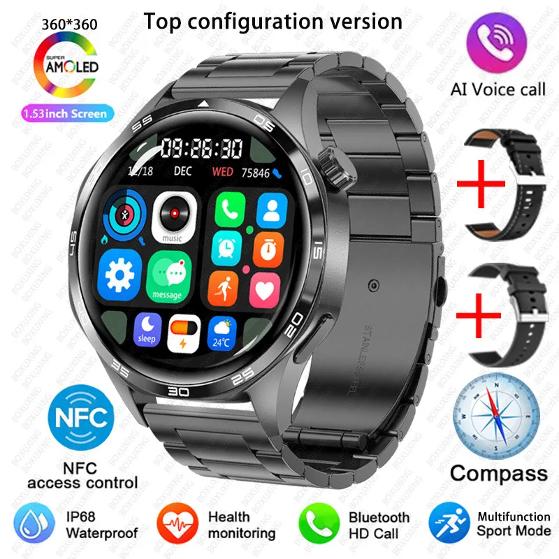 GT5 PRO Smart Watch Men Watch 5 Pro AMOLED HD Screen Bluetooth Call GPS Trajectory NFC Heart Rate Compass SmartWatches 2025 New