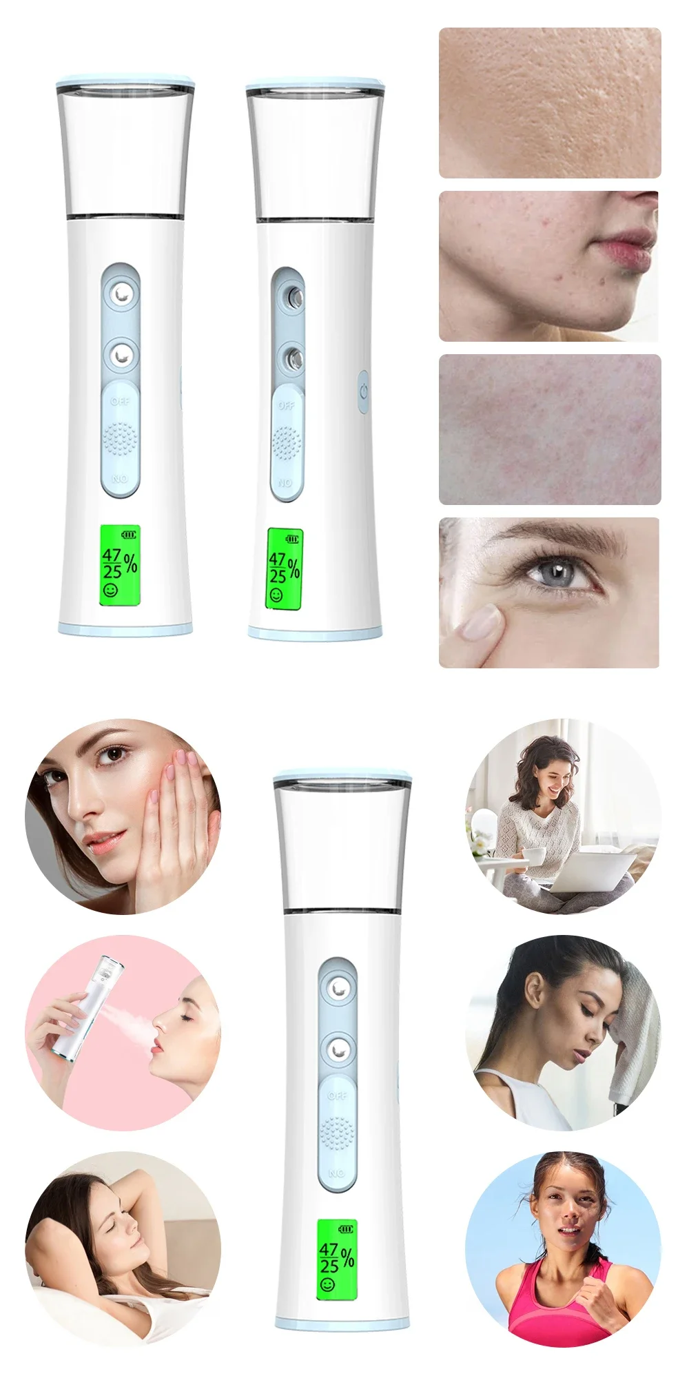 Nano Facial Steamer Cleaning Pores Water SPA Moisturizing Hydrating Face Sprayer USB Portable Hydrating Nanometer Mist Nebulizer