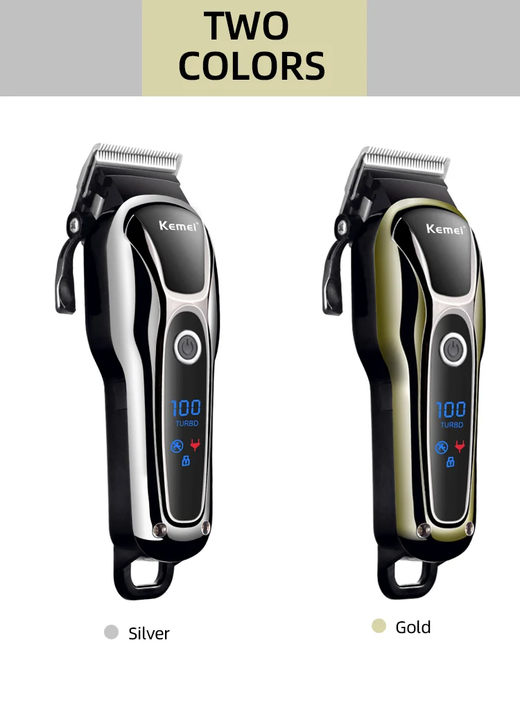 Kemei Professional Hair Clipper Rechargeable Trimmer Men Electric Cutter Hair Cutting Machine LCD Cordless Beard Trimmer KM-1990