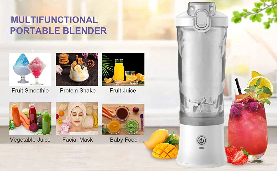 New Portable Blender 600ML Electric Juicer Fruit Mixers 4000mAh USB Rejected Smoothie Mini Blender Personal Juicer colorf