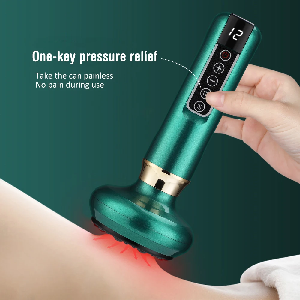 Electric Cupping Massage Device Chinese Vacuum Guasha Suction Jars Infrared Heating for Back Scraping Can Fatigue Relieve Health