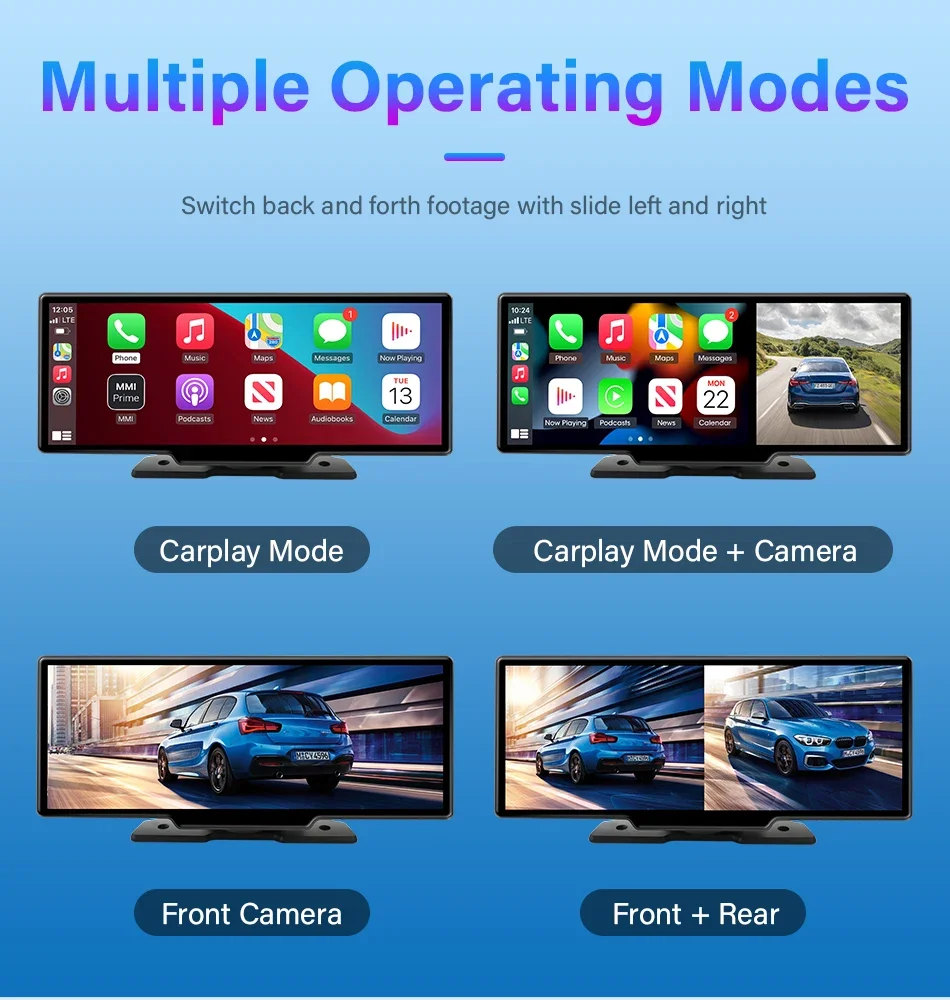 10.26'' Dash Cam 4K Car Mirror Video Player Wireless Carplay Android Auto GPS Car Monitor Multimedia Rearview Camera Dashboard