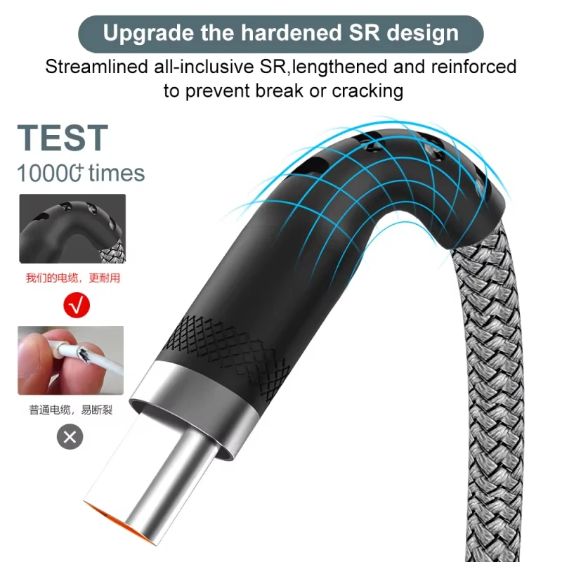 NNBILI 6A Verlengde Usb TYPE-C Kabel Gevlochten Cbale For Samsung Huawei Xiaomi Switch Sony Ps5 TYPE-C 8M 5M 3M 2M 1.5M 1M Kabel