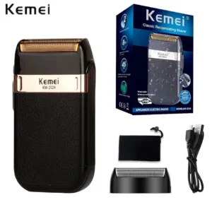 S0b7a6ea92a154db3acaa143924549c9fQ.webp Kemei KM-2024 Electric Shaver Professional USB Rechargeable Men's Electric Shaver Leather Shell Waterproof Beard Trimmer Shaver