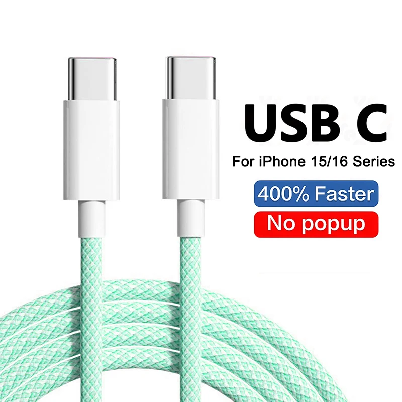 PD 60W Fast Charger 5A USB C to Type C Cable For Apple iPhone 16 15 Pro Max Plus Quick Charging For Huawei Samsung Xiaomi Cable