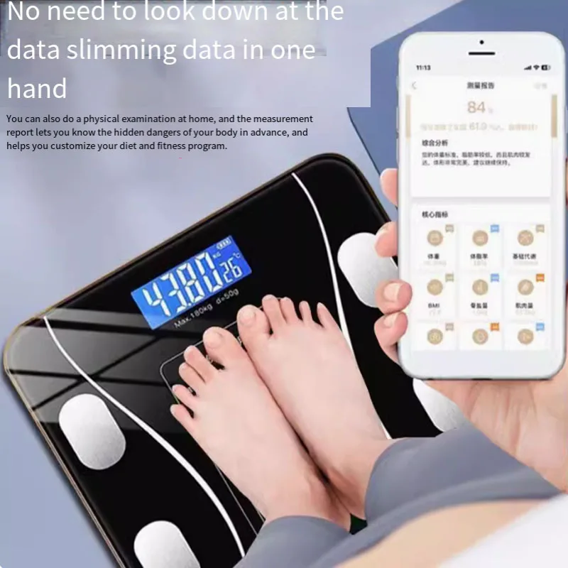Smart APP synchronized body fat scale bathroom digital scale Bluetooth weight loss body fat scale body composition analyzer