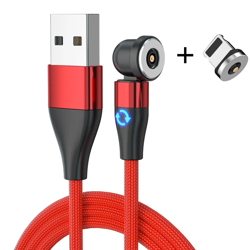Magnetic Micro USB Type C Charging Cable for Xiaomi Samsung Huawei POCO Redmi 3 in 1 540 Rotate LED Magnetic Cable for iPhone